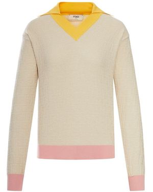 Fendi Cotton And Silk Blend Jumper - White
