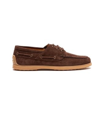 Tod's Suede Boat Laofers - Brown
