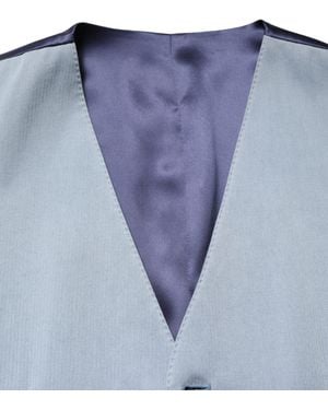 Dolce & Gabbana Grey Wool Single Breasted Men Waistcoat Vest - Blue