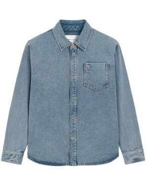 Ami Paris Denim Jacket Ami De Coeur Cotton Oversized - Blue