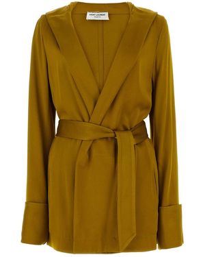 Saint Laurent Ochre Satin Blazer - Green