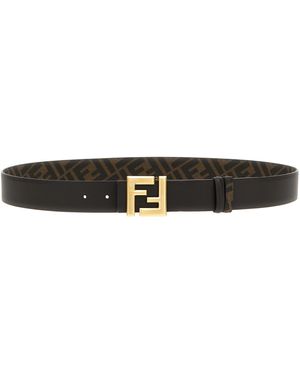 Fendi 'Squared Ff' Reversible Belt - White