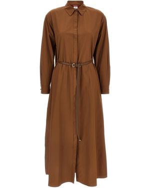 Max Mara Cotton Long Dress - Brown