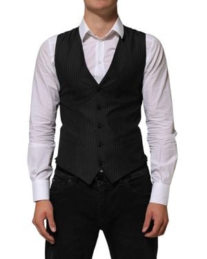 Dolce & Gabbana Wool Dress Formal Waistcoat Vest Se+Wo - Black