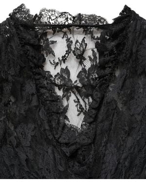 Dolce & Gabbana Lace A-Line Long Evening Gown Dress Cotton Silk Nylon - Black