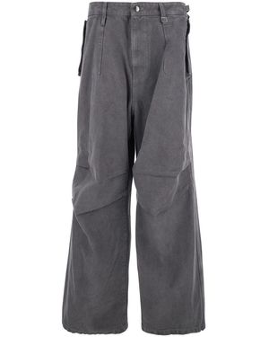 WOOYOUNGMI Cotton Trousers With Belt Loops - Grey