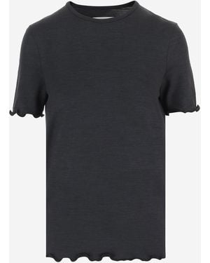 Jil Sander T-Shirt Silk-Blend Ivory - Black