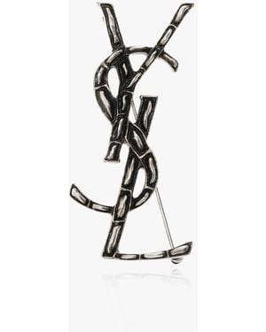 Saint Laurent Logo Brooch - Black