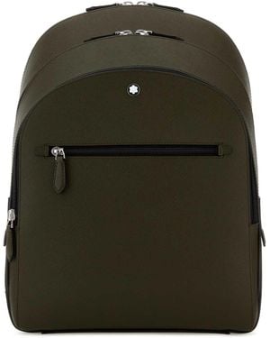 Montblanc Olive Green Leather Sartorial Backpack