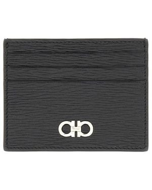 Ferragamo Leather Card Holder Calf Wallets & Purses - Black