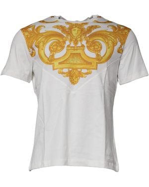 Versace Medusa Print Cotton Crew Neck T-Shirt - White