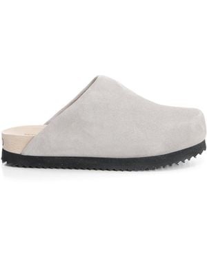 WUD Suede Clogs Recycled Leather Sandal - White