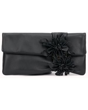 Jimmy Choo Leather Clutch Zandra Lambskin Bags - Gray
