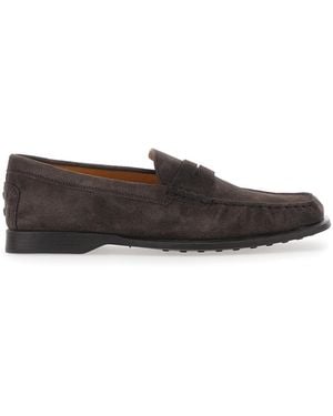 Tod's Loafers With Pennyslot Suede Calf Leather - Brown