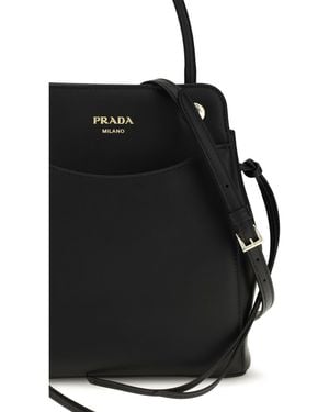 Prada Mini Handbag Carry Calf Leather Shoulder Bags - Black