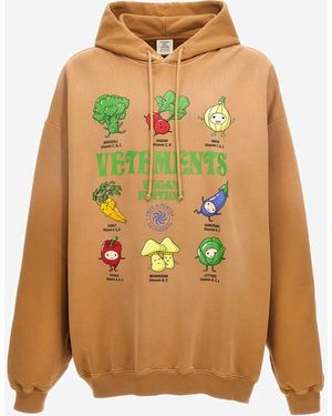 Vetements Cotton Sweatshirt With Fresh Veggies Print - Yellow
