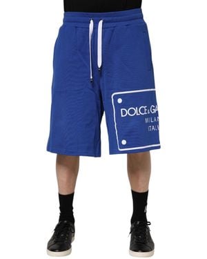 Dolce & Gabbana Logo Patch Casual Shorts - Blue