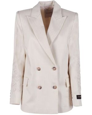 Ermanno Scervino Double-Breasted Blazer Jacket - Natural