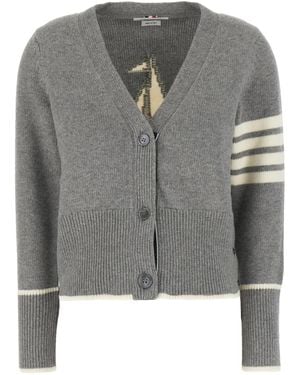 Thom Browne Wool Cardigan - Grey