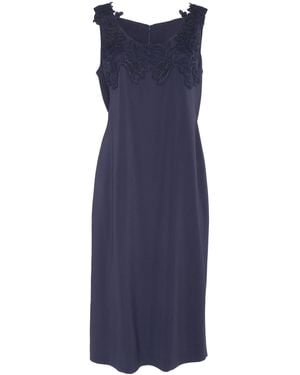 Alberta Ferretti Midi Dress With Floral Appliqués - Blue