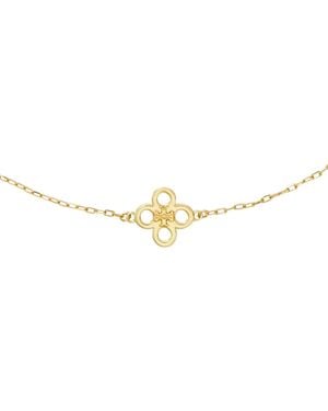 Tory Burch Forget Me Not Floral Charm Necklace With Cubic Zirconia - Metallic