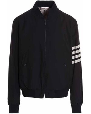 Thom Browne Bomber 4 Bar Wool Down Jacket, Parka, Casual Jackets - Black