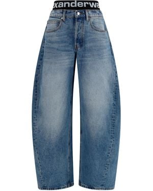 Alexander Wang Layered Belt Logo-Waist Jeans Cotton - Blue
