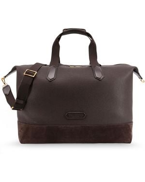 Tom Ford Leather Travel Bag With Suede Inserts - Brown
