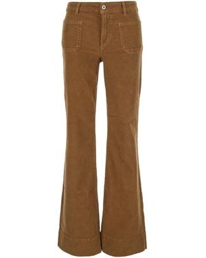 AG Jeans High Rise Flare Trousers Vicky Cotton Trousers - Brown