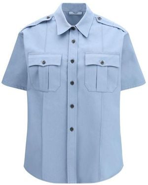 Prada Blue Cotton Shortsleeve Shirt