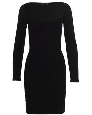 DSquared² Ribbed Viscose Dress - Black