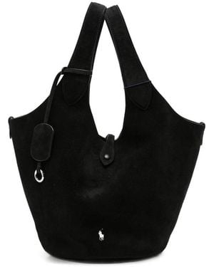 Ralph Lauren Tote Bag Suede Calf - Black