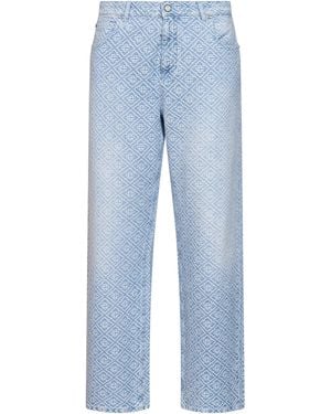 CASABLANCA Denim Washed Monogram Jeans - Blue