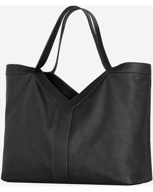 Saint Laurent Large Leather Tote Bag Shoulder - Black