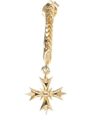 Emanuele Bicocchi Plated Single Hoop Earring With Cross Crest Pendant Earrings - Metallic