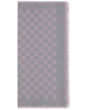 Gucci Miss Stenny Gg Monogram Wool Scarf - Grey