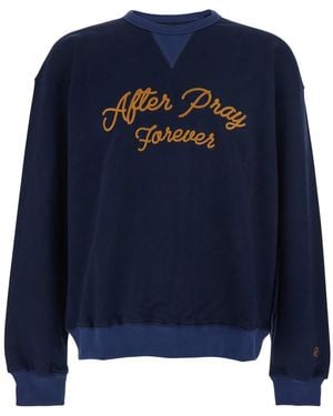 AFTER PRAY Forever Sweatshirt With Logo Lettering On The Front And Dropped Shoulders - Blue