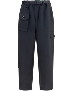 Y-3 Tapered Twill Sport Pants Polyester Pants - Blue