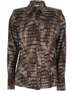 Elisabetta Franchi Classic-Collar Blouse - Brown