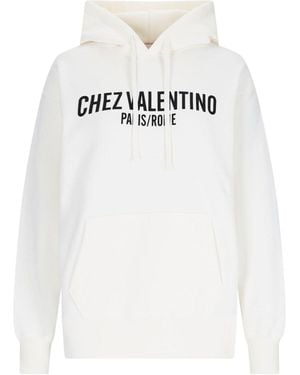 Valentino Logo Hoodie - White