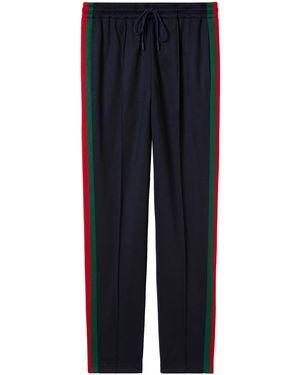 Gucci Technical Jersey Sport Trousers With Web Tape - Blue