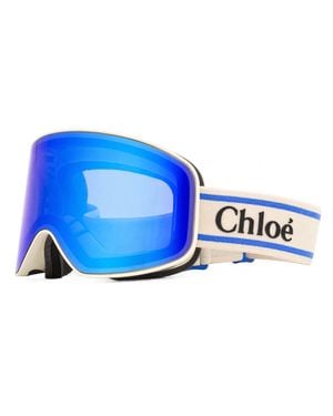 Chloé Chloe Ski Mask Goggles Ch0072S 005 Ivory- 99Mm Sunglasses - Blue