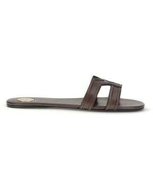 Saint Laurent Calf Leather Bos Taurus Sandals - Brown