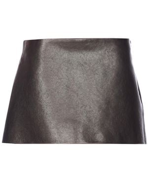 KHAITE Jett Leather Skirt - Gray