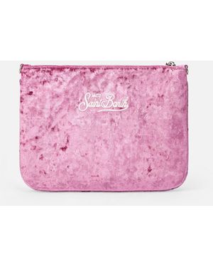 MC2 Saint Barth Lilac Chenille Parisienne Pouch With Chain Pochette - Pink