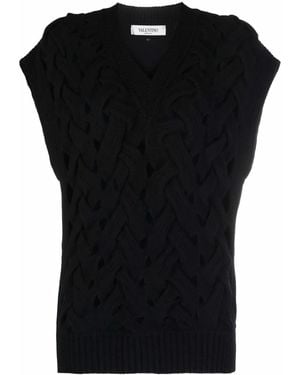 Valentino Open-Knit Wool-Blend Vest Clothing - Black