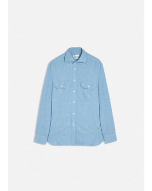 Doppiaa Aantero Cotton Flannel Shirt - Blue