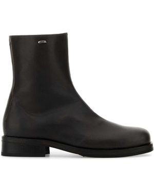 Our Legacy Chocolate Leather Camion Ankle Boots - Black