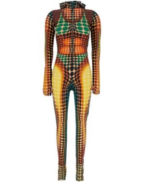 Jean Paul Gaultier One-Piece Jumpsuit With Hood And All-Over Print - Orange