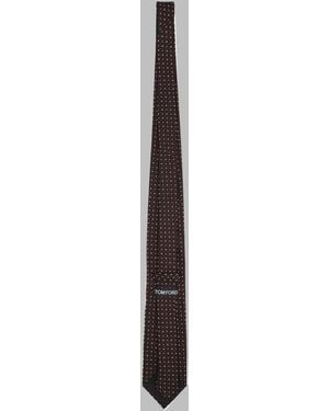 Tom Ford Tie Silk Jacquard Ties & Bow - Brown